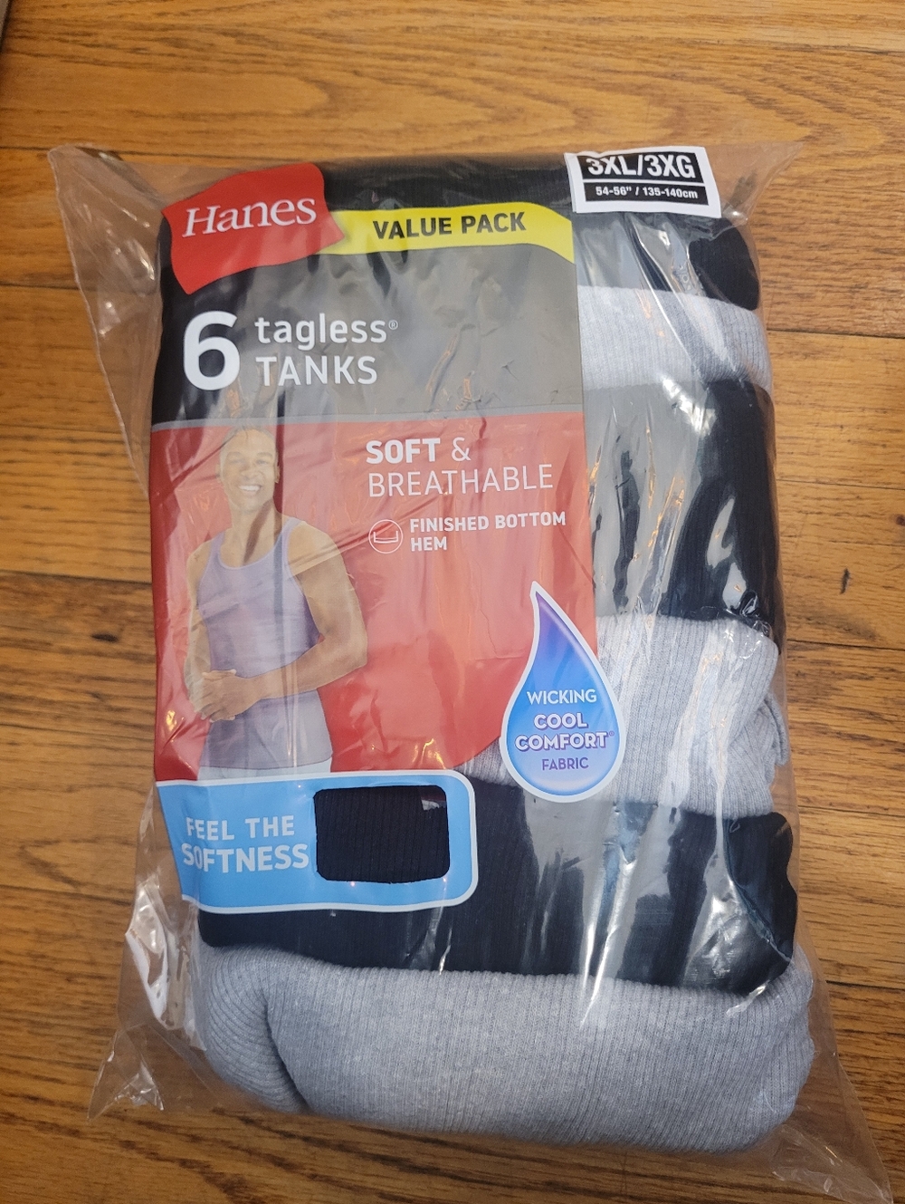 Hanes 6-Pack Tagless Tank Tops - Black & Gray